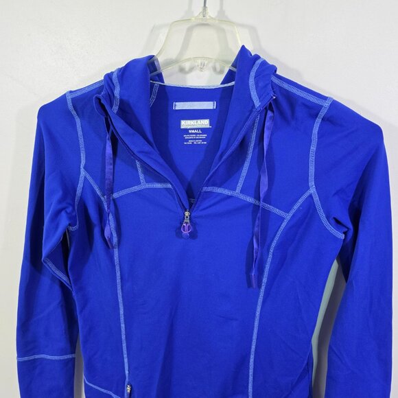 Kirkland Performance Hoodie Small Blue Stretch Zip Activewear Top - Picture 2 of 8